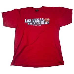 Early 2000's Vintage Harley Davidson Las Vegas Nevada Men's T-Shirt Size XL Red‎